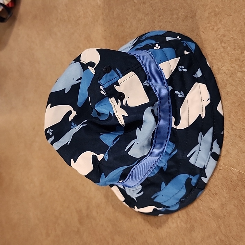 OLD NAVY Shades of Blue Whale Print Swim Hat Size 0-6 months